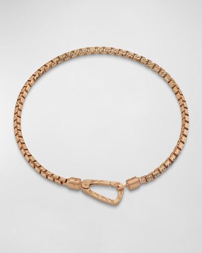 Marco Dal Maso Carved Mini Tubular Rose Plated Bracelet With Matte Chain And Clasp - Natural