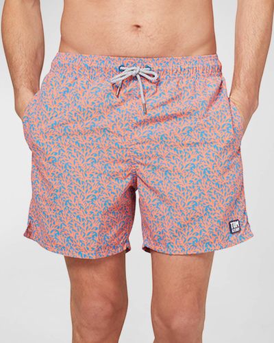 Tom & Teddy Coral-print Swim Shorts - Pink