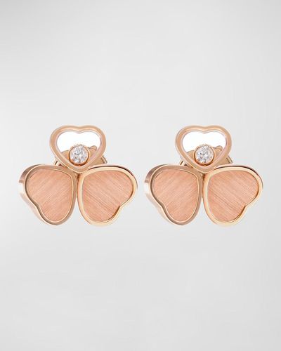 Chopard Happy Hearts 18k Rose Gold Triple Heart Diamond Earrings - Natural