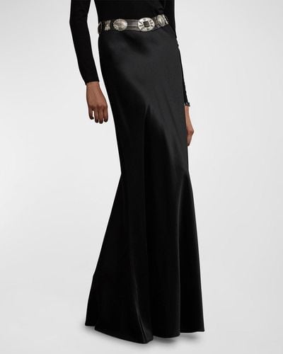 Ralph Lauren Collection Masina Luxury Stretch Satin Maxi Skirt - Black