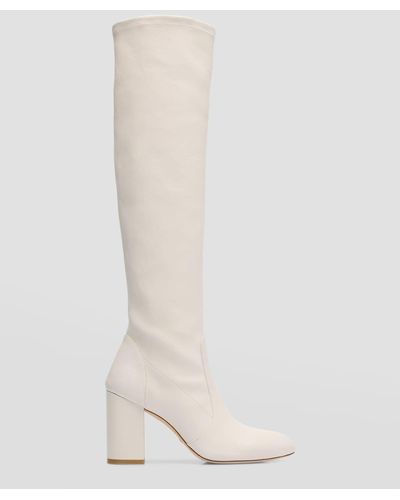 Stuart Weitzman Yuliana Leather Knee Boots - White