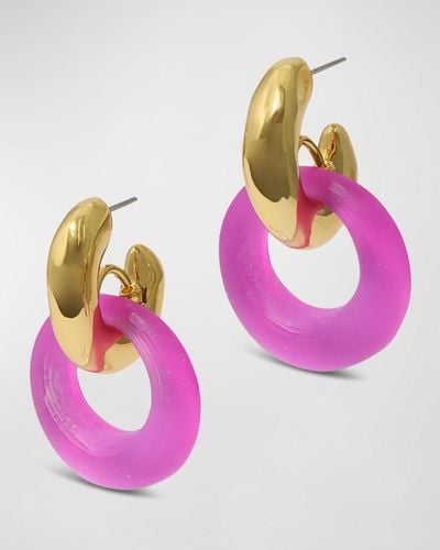 Alexis Luminous Lucite Door Knocker Earrings - Pink