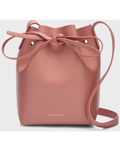 Mansur Gavriel Mini Mini Saffiano Leather Bucket Bag - Pink