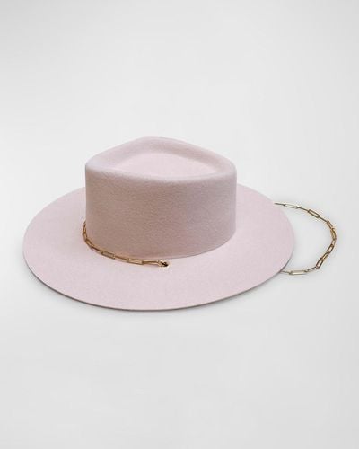 Van Palma Ulysse Merino Wool Fedora With Chain - Pink