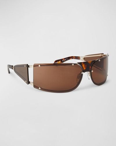 Off-White c/o Virgil Abloh Kenema Rimless Wrap Sunglasses - Brown