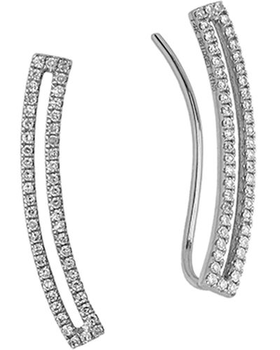 Bridget King Jewelry 14k Curved Open Bar Diamond Earrings - White