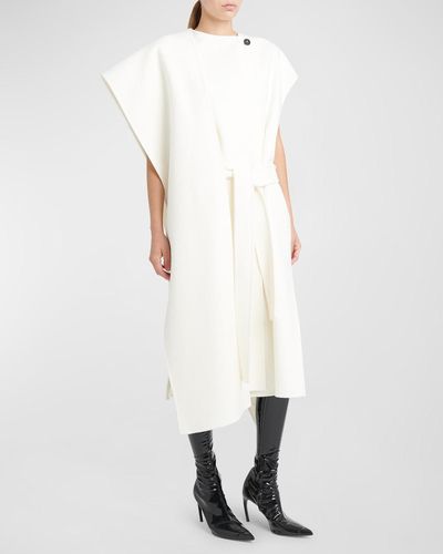 Ferragamo Short-Sleeve Midi Wrap Coat Dress - White