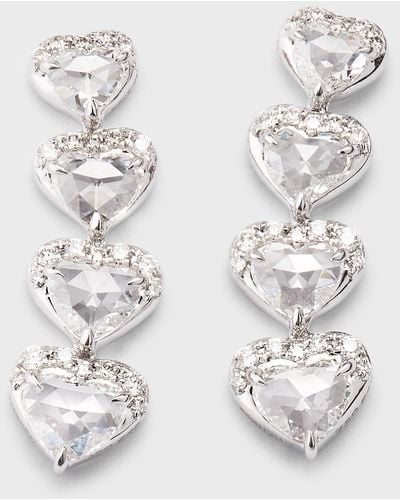 64 Facets 18k White Gold 4-heart Diamond Earring Crawlers