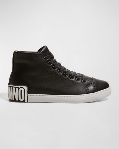 Moschino Maxilogo Leather High-Top Sneakers - Black