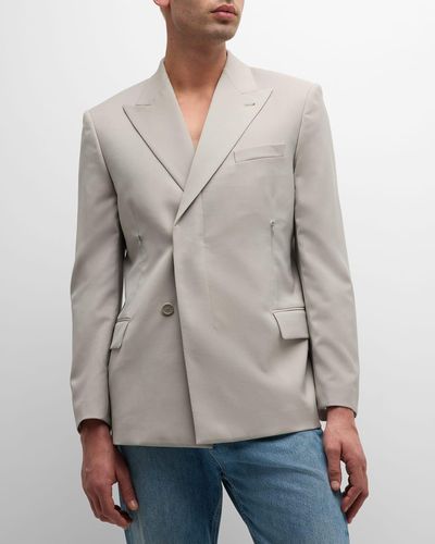 Helmut Lang Boxy Two-Piece Double-Breasted Blazer Suit - White