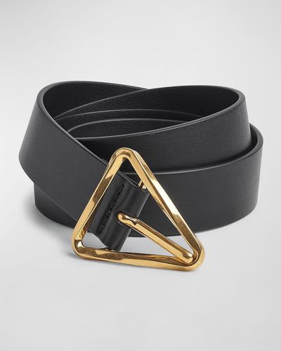 Bottega Veneta Triangle Buckle Leather Belt - Black