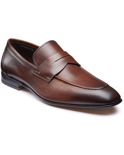 Santoni Gannon Leather Penny Loafers - Brown