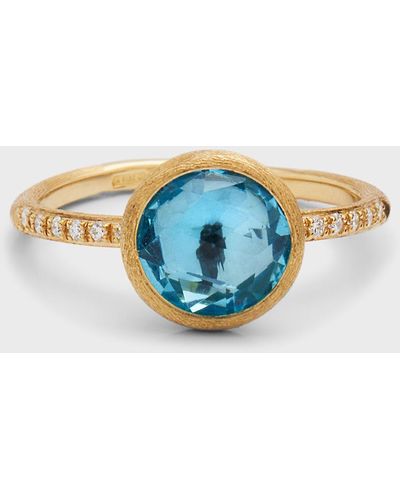 Marco Bicego 18k Jaipur Color Topaz Gemstone And Diamond Stackable Ring, Size 7 - Blue