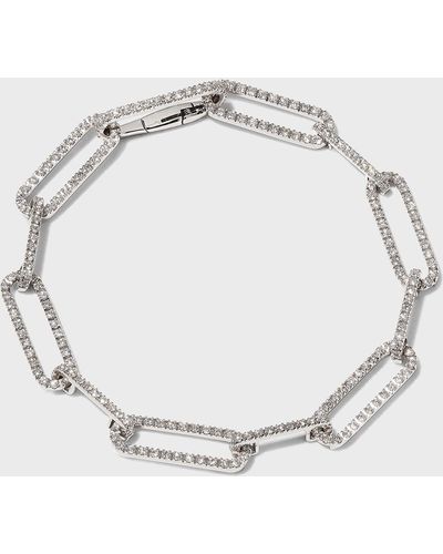 A Link 18k White Gold Link Diamond Bracelet - Metallic