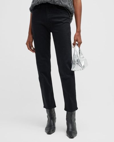 Mother The High Waisted Rider Ankle Jeans - Black