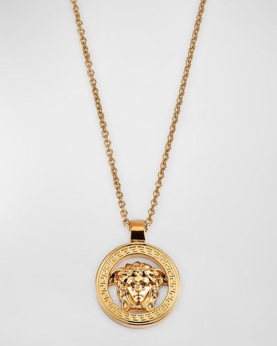 Versace Medusa And Greca Pendant Necklace - Metallic