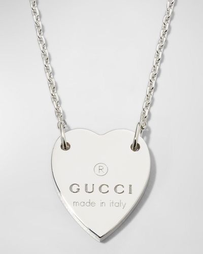 Gucci Engraved Heart Trademark Necklace - White