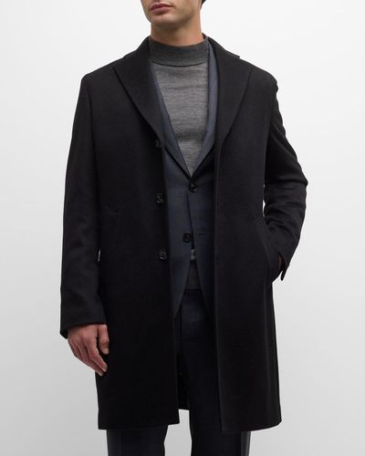 Neiman Marcus Solid Cashmere Topcoat - Black