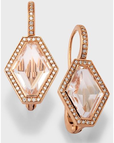 WALTERS FAITH Bell 18k Rose Gold Diamond And Rock Crystal Hexagonal Earrings - Metallic
