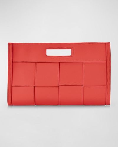 Gigi New York Remy Woven Leather Clutch Bag - Red