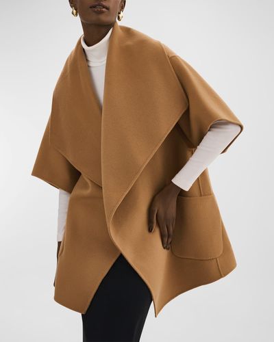 Lamarque Penelope Open-front Double Face Wool-blend Coat - Brown