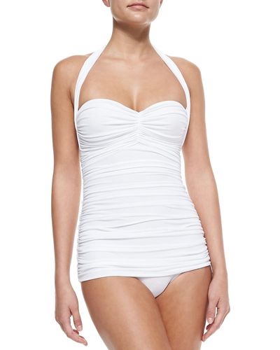 Norma Kamali Bill Ruched One-Piece Swimsuit - White