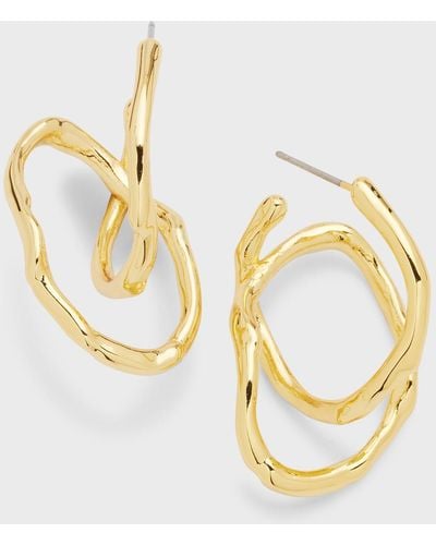 Alexis Twisted Gold Interlock Hoop Earrings - Metallic