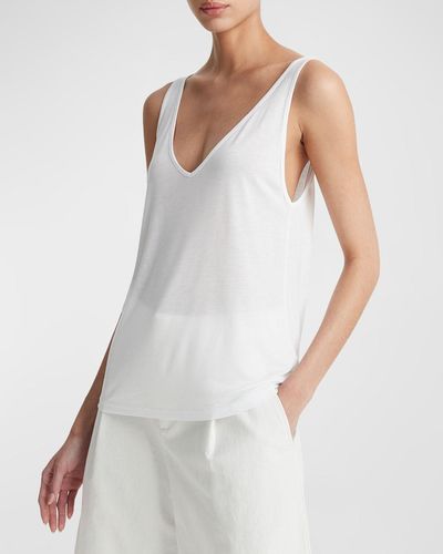 Vince Relaxed V-Neck Tank Top - White