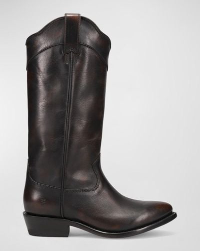 Frye Billy Daisy Leather Tall Western Boots - Black