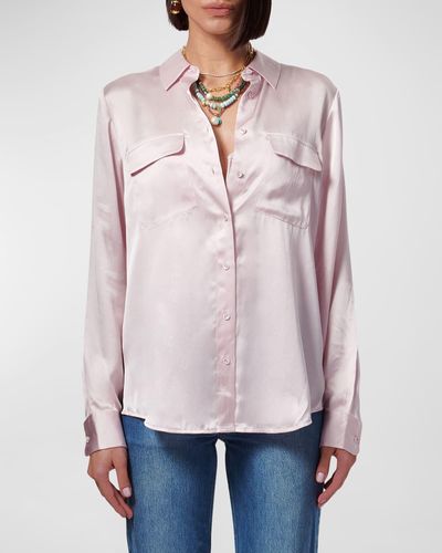 Cami NYC Rachelle Silk Charmeuse Button-Front Shirt - Pink