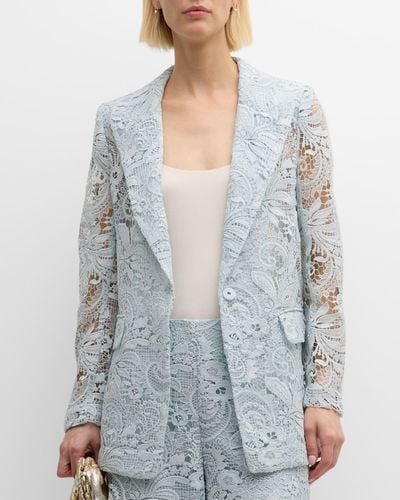 Kobi Halperin Joel Peak-Lapel Floral Lace Jacket - Gray