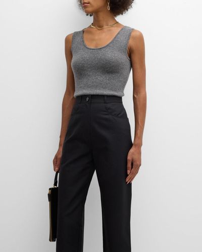 Neiman Marcus Cashmere Basic Tank Top - Black