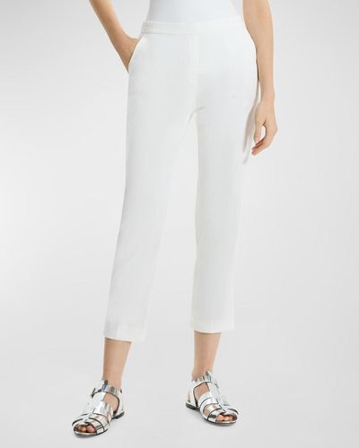 Theory Treeca Cropped Slim Pull-On Pants - White