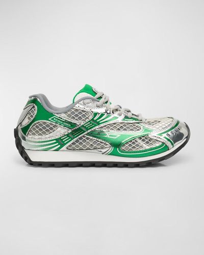 Bottega Veneta Orbit Metallic Net Runner Sneakers - Green