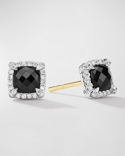 David Yurman 5mm Chatelaine Pavé Bezel Stud Earrings With Gemstone And Diamonds In Silver - Black