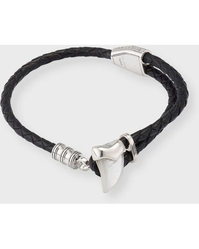 Jan Leslie Braided Leather Bracelet With Mother-Of-Pearl Shark Tooth - Multicolor