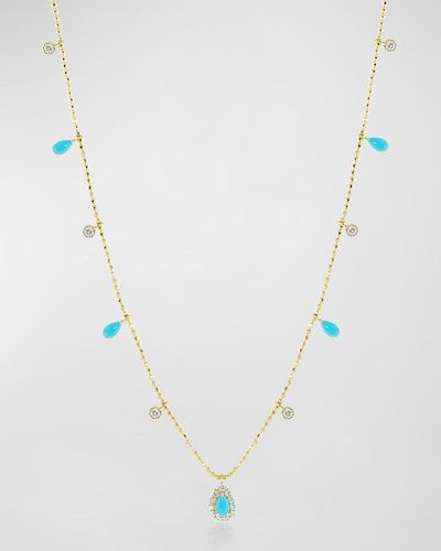 Stevie Wren Turquoise 18k Teardrop Charm Necklace - Blue