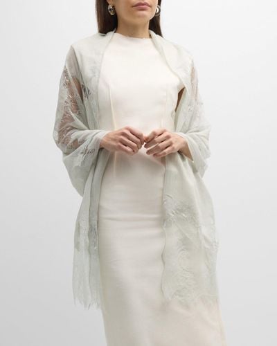 Bindya Accessories Lace Cashmere & Silk Evening Wrap - Gray