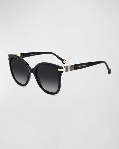 Carolina Herrera Her0134S Acetate Round Sunglasses - Black