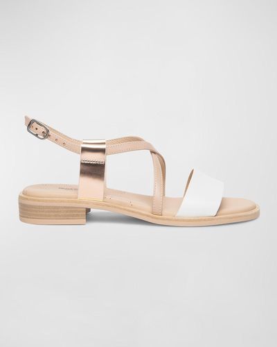 Nero Giardini Mixed Leather Crisscross Slingback Sandals - Metallic