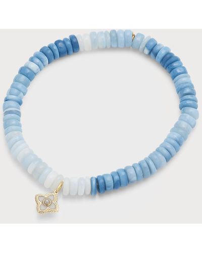 Sydney Evan Opal Heishi Bracelet With Enamel Charm - Blue