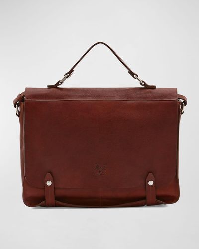 Il Bisonte Brolio Vachetta Leather Briefcase Bag - Red