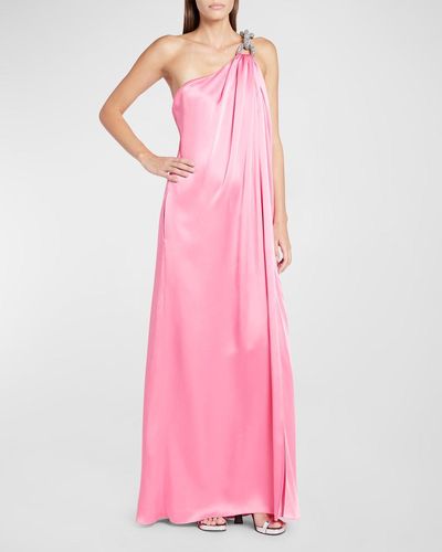 Stella McCartney Falabella One-shoulder Gown With Crystal Detail - Pink