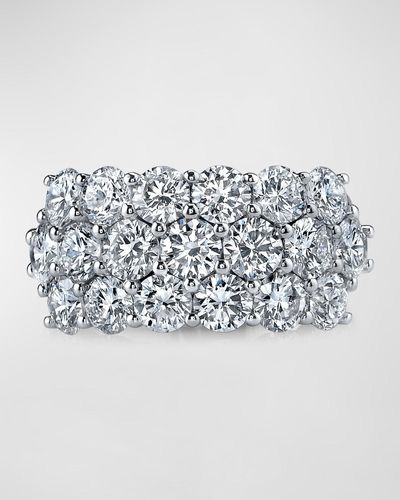 Neiman Marcus Platinum Stacked Diamond Eternity Ring, Size 6 - Metallic