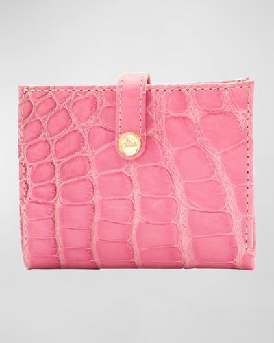 Abas Mini Polished Matte Alligator Bifold Wallet - Pink
