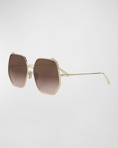 BVLGARI Textured Metal Butterfly Sunglasses - White