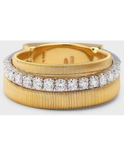 Marco Bicego 18k Yellow Gold Masai Ring With Two Strands Of Diamonds, Size 6 - Gray