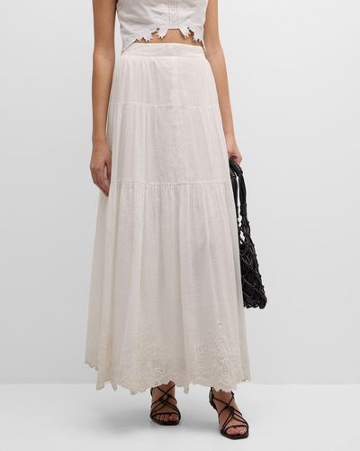 Vanessa Bruno Antoinette Tiered Eyelet-Embroidered Maxi Skirt - Natural