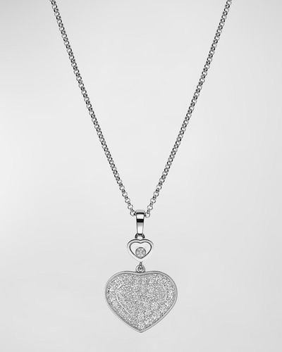 Chopard Happy Hearts 18k White Gold Diamond Bezel & Pave Pendant Necklace