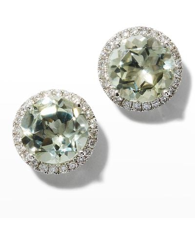 Kiki McDonough Grace Green Amethyst And Diamond Stud Earrings In White Gold - Metallic